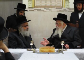 האדמו”ר מויז’ניץ בית שמש בביקור אצל האדמו”ר משאץ ויז’ניץ