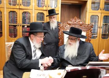 הרה”ר הרב קלמן בר בביקור במעונו של כ”ק האדמו”ר מצאנז