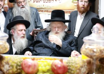 מרן הגר”מ שטרנבוך בטיש ט”ו בשבט במעונו