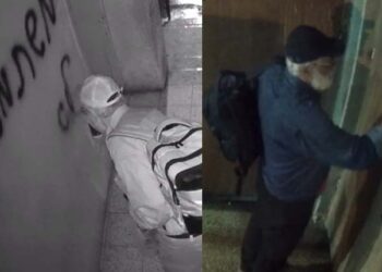 המצלמות תיעדו: זהו האיש שריסס את כתובות הנאצה בבית הכנסת