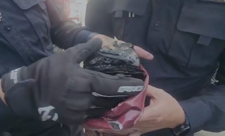 צפו: מזעזע - התפילין שהיו באופנוע המשטרתי נשרפו