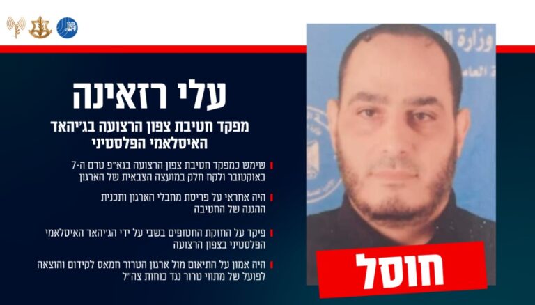 חוסל מפקד חטיבת צפון הרצועה בג'יהאד האיסלאמי