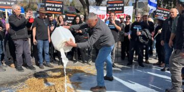 צפו: הרפתנים שפכו ליטרים של חלב מחאה על הרפורמה