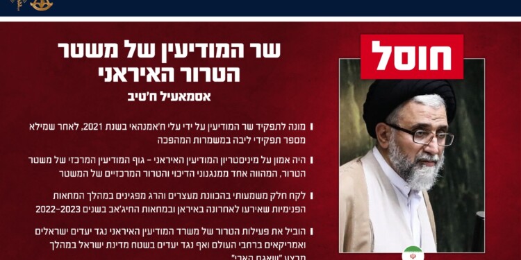 רצף החיסולים נמשך: חוסל שר המודיעין של איראן
