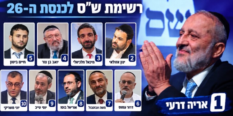 וזו רשימת שס לכנסת ה-26