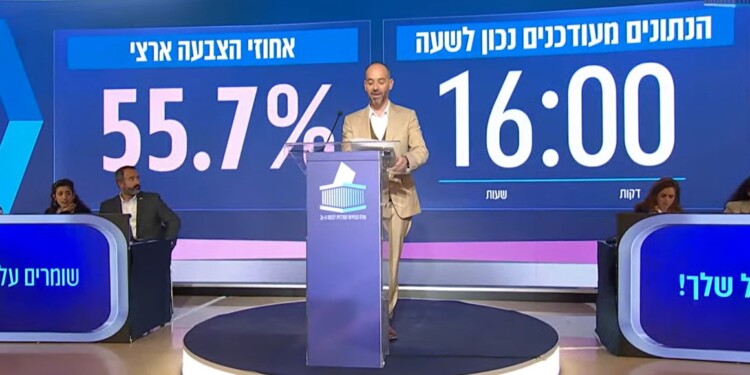 אחוז ההצבעה הכי גבוה לשעה זו מאז קום המדינה: 55.7%