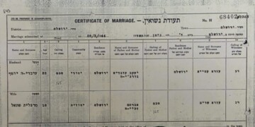 זו תעודת הנישואין של מרן הגר"ע יוסף זצוק"ל